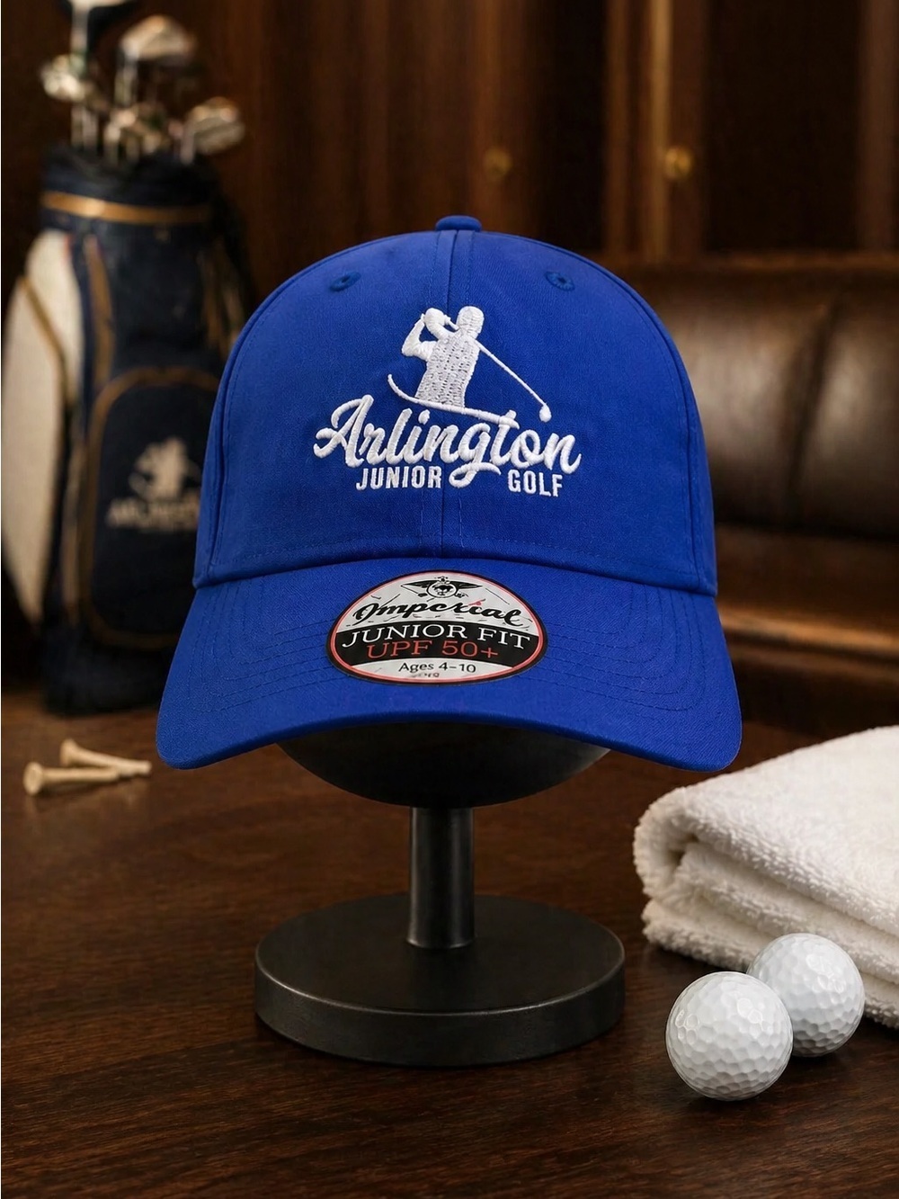 NWT Imperial YOUTH Blue Arlington Junior Golf Adjustable Baseball Hat UPF 50+